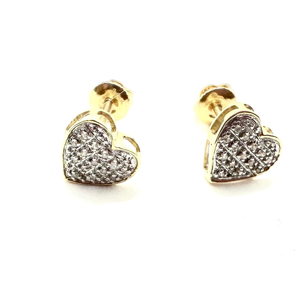 10K Gold Diamond Heart Earrings